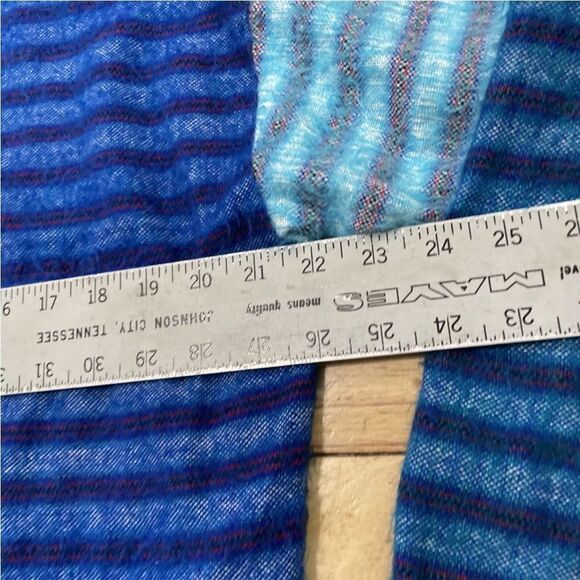 Boho Surfer Beach Sweater Adult L Tribal Beach Knit Aqua ColorBlock Pullover M/L - Picture 10 of 16